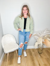 Load image into Gallery viewer, Brynlee Corduroy Button Up Jacket | Dusty Sage
