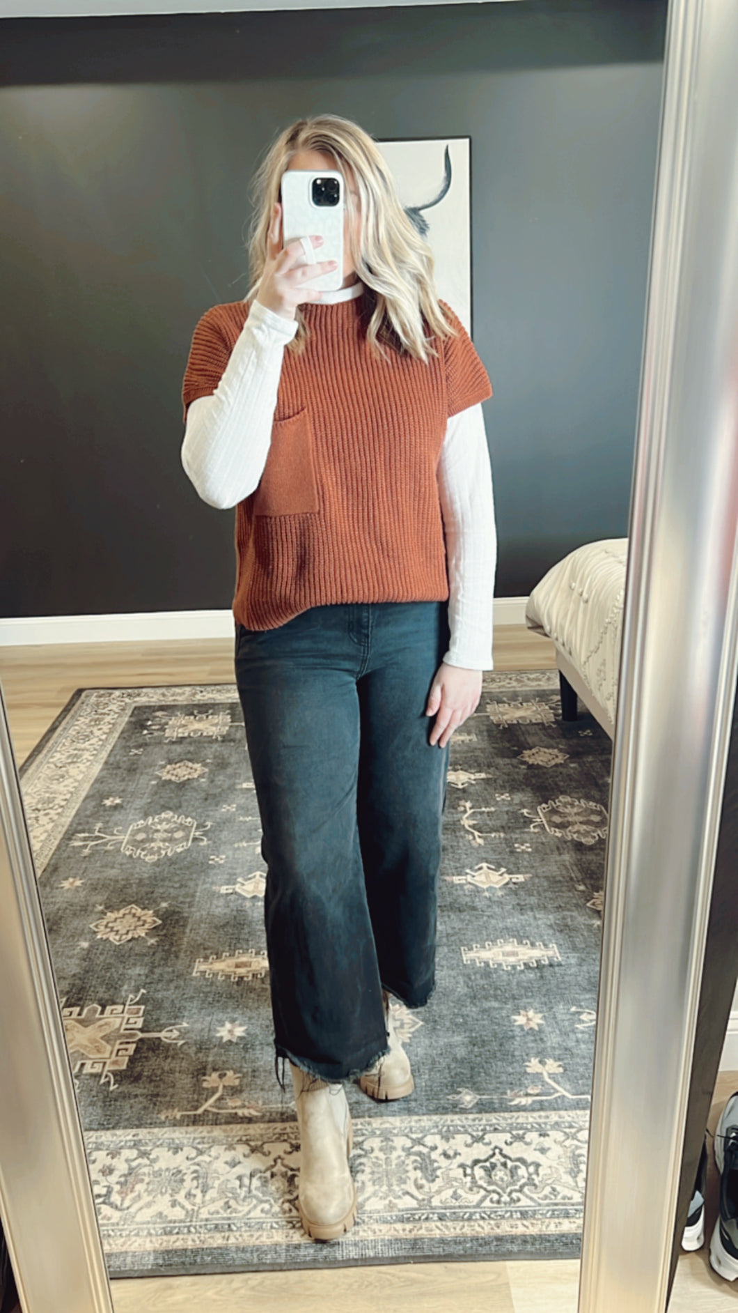 Allie Short Sleeve Sweater | Brick