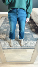 Load image into Gallery viewer, Polly Kick Crop Flare Jeans | Dark Wash

