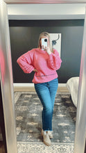 Load image into Gallery viewer, Porter Balloon Sleeve Open Knit Sweater | Fushcia
