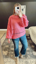 Load image into Gallery viewer, Porter Balloon Sleeve Open Knit Sweater | Fushcia

