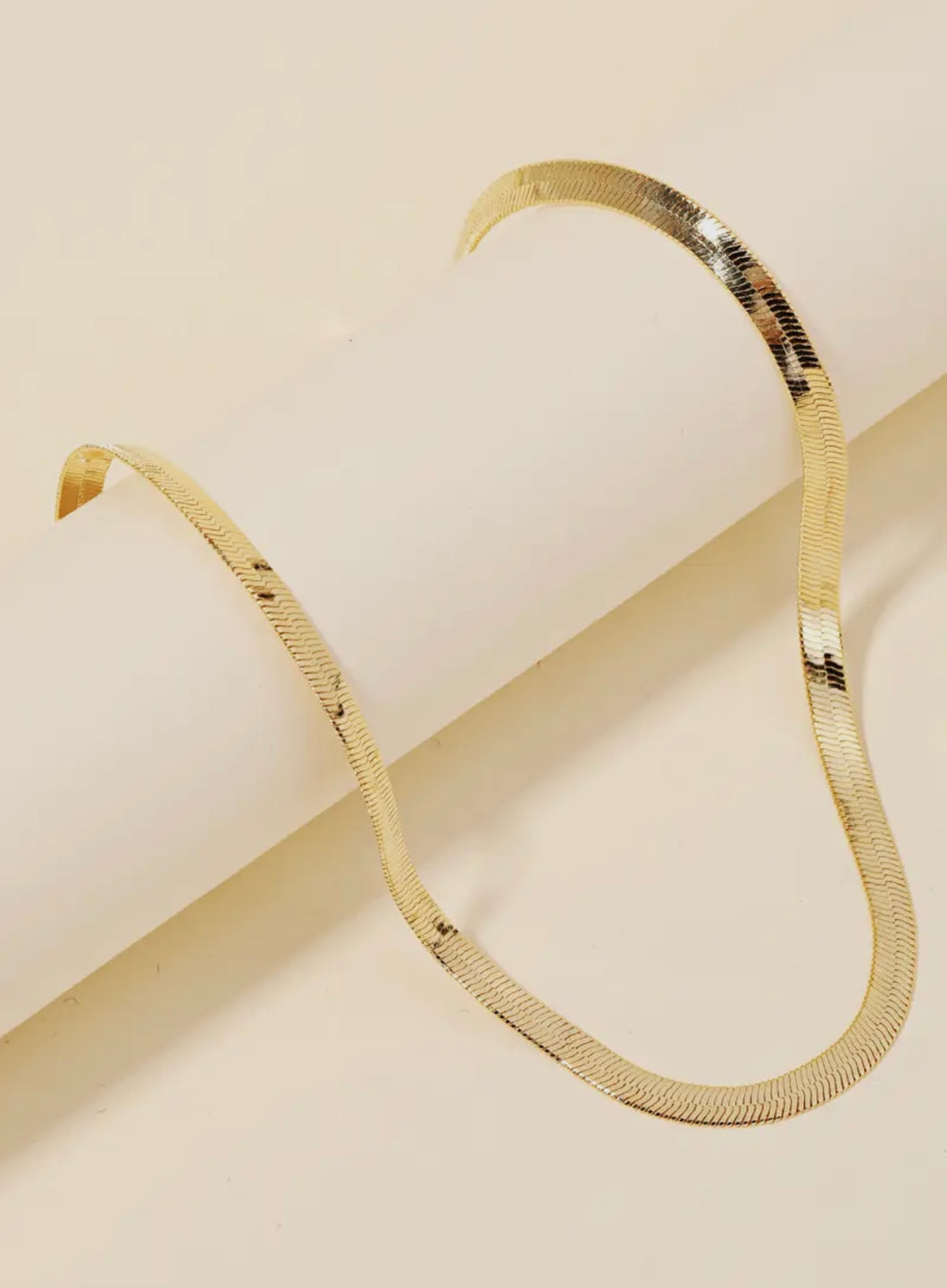 Metallic Herringbone Necklace | Gold