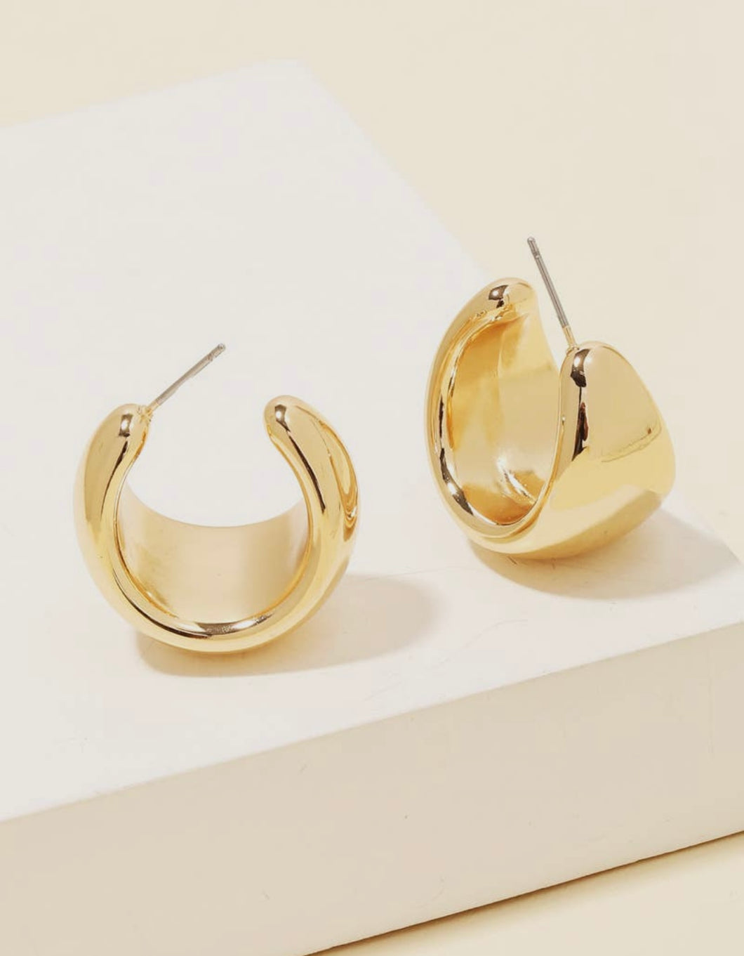 Metallic Mini Bold Hoop Earrings | Gold