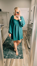 Load image into Gallery viewer, Cayde Solid Ruffled Dress | Hunter Green
